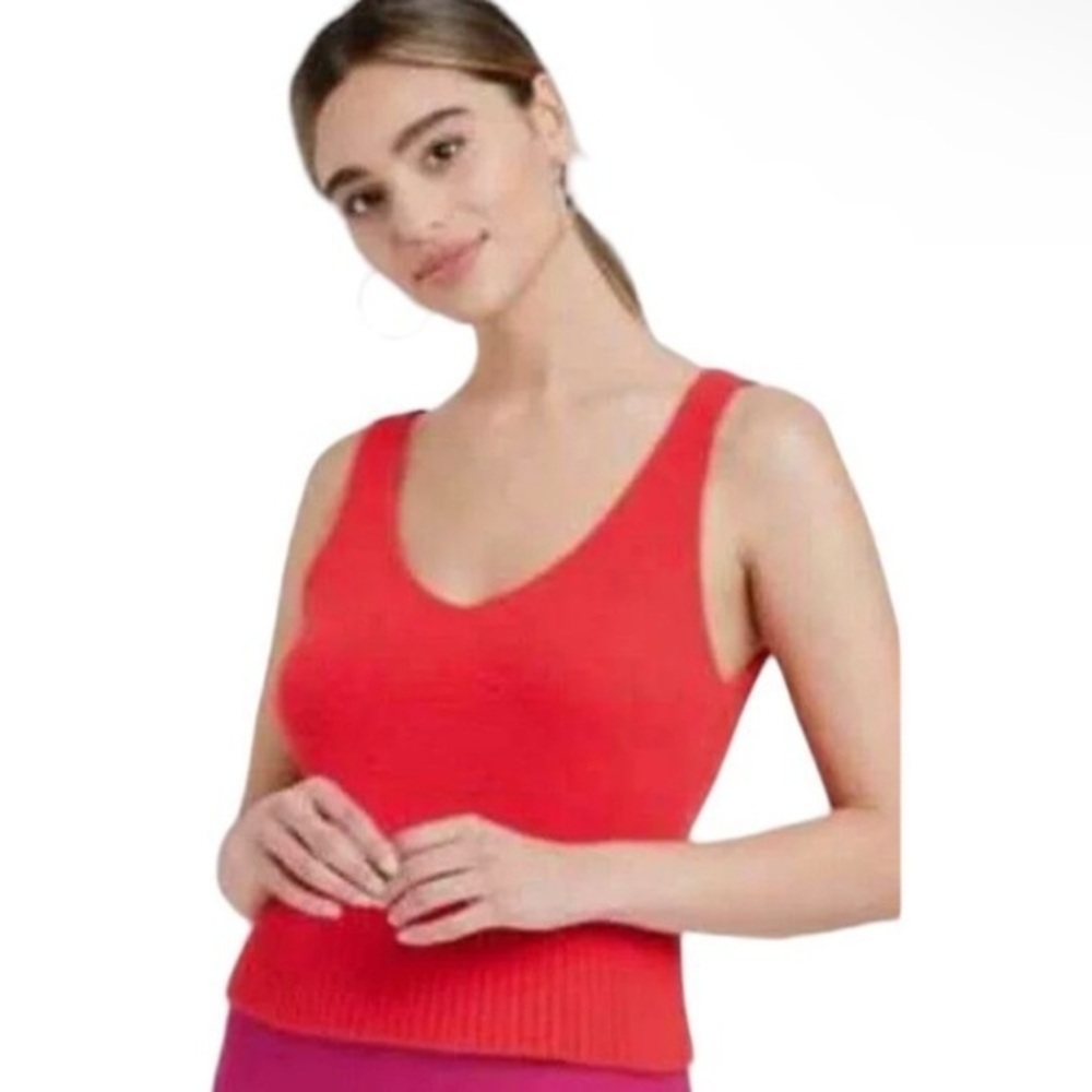 NWOT A New Day Thick Fuzzy Nylon red Tank Top Size large